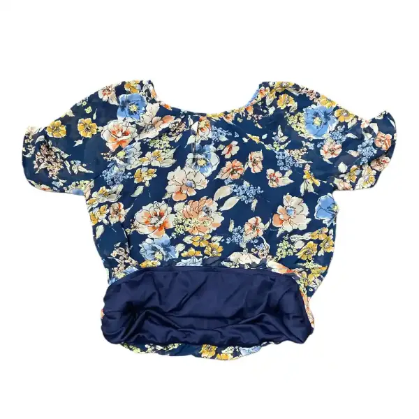 Sara Michelle Navy Floral Blouse Petite Small