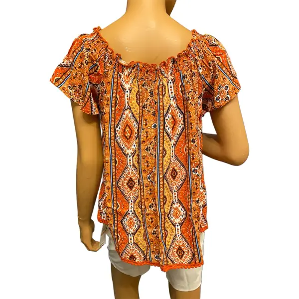 Self Esteem Boho Aztec Print Off the Shoulder Top