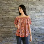 Self Esteem Boho Aztec Print Off the Shoulder Top
