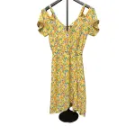Sienna Sky Yellow Floral Cold Shoulder Midi Dress with Tie Waist