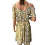 Sienna Sky Yellow Floral Cold Shoulder Midi Dress with Tie Waist