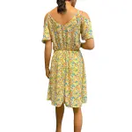 Sienna Sky Yellow Floral Cold Shoulder Midi Dress with Tie Waist