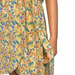 Sienna Sky Yellow Floral Cold Shoulder Midi Dress with Tie Waist