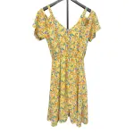 Sienna Sky Yellow Floral Cold Shoulder Midi Dress with Tie Waist