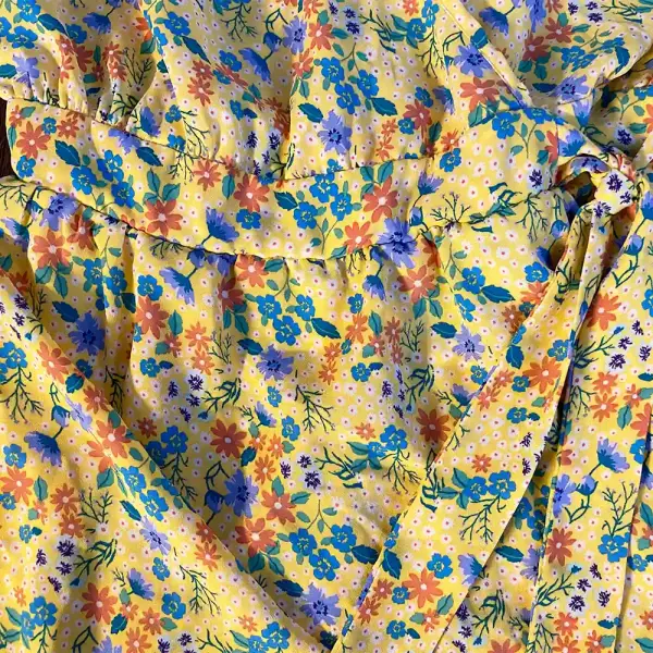 Sienna Sky Yellow Floral Cold Shoulder Midi Dress with Tie Waist