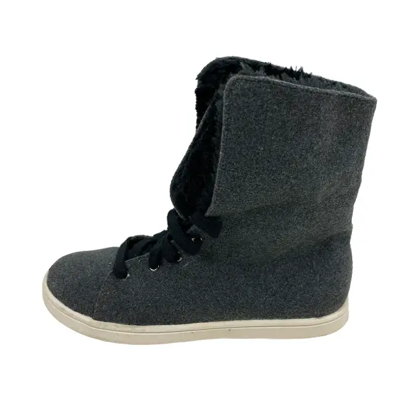 Airwalk Girls Lightweight Gray Faux Fur High-Top Sneakers Size 3