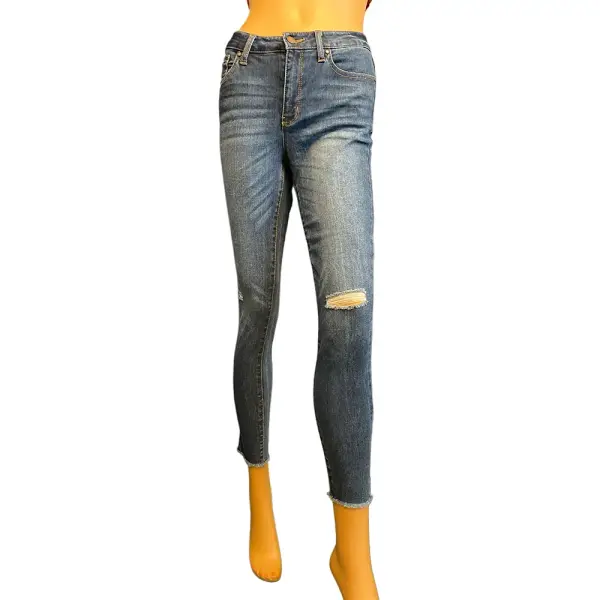 Tinseltown Distressed Skinny Jeans Raw Hem