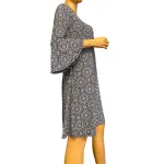 Tommy Hilfiger Medallion Print Shift Dress Navy White Bell Sleeve Size 10