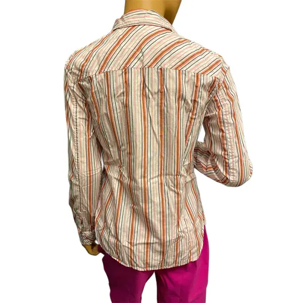 Tommy Hilfiger Cotton Button Down Shirt Striped Roll Tab Sleeves