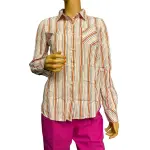 Tommy Hilfiger Cotton Button Down Shirt Striped Roll Tab Sleeves