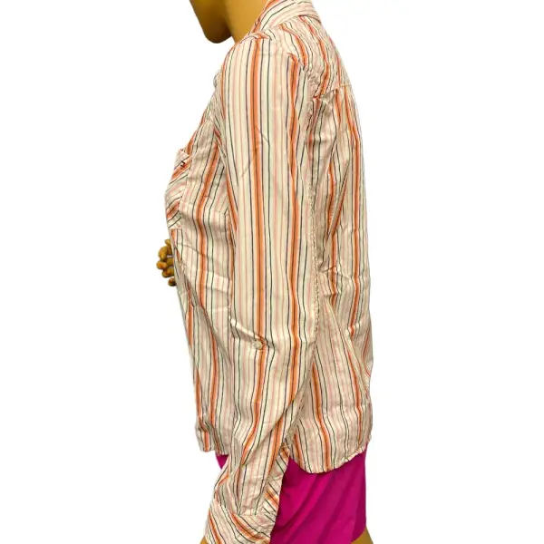 Tommy Hilfiger Cotton Button Down Shirt Striped Roll Tab Sleeves