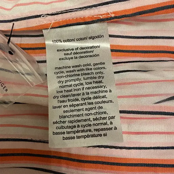 Tommy Hilfiger Cotton Button Down Shirt Striped Roll Tab Sleeves