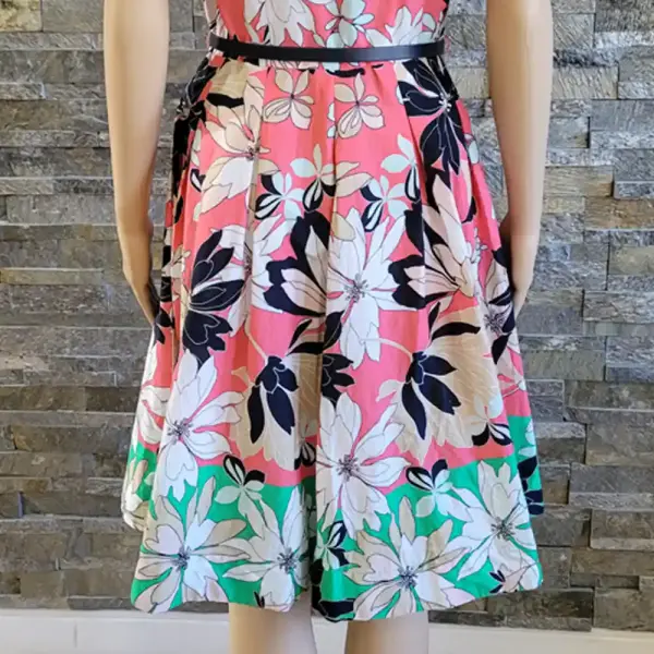 Tommy Hilfiger Belted Floral Fit and Flare Button Front Dress Size 4