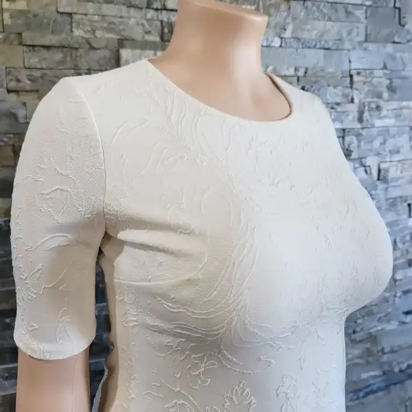 Tommy Hilfiger Ivory Floral Textured Knit Sheath Dress