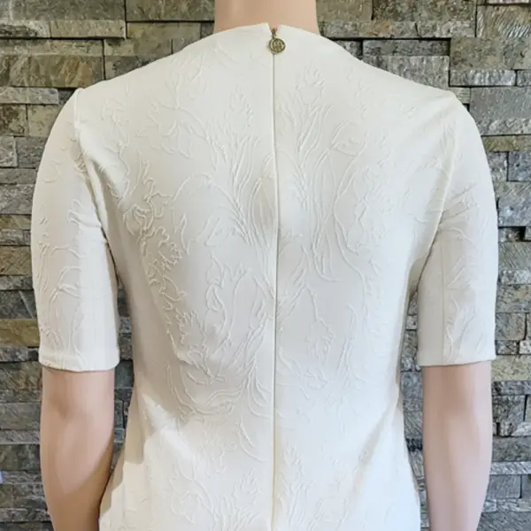 Tommy Hilfiger Ivory Floral Textured Knit Sheath Dress