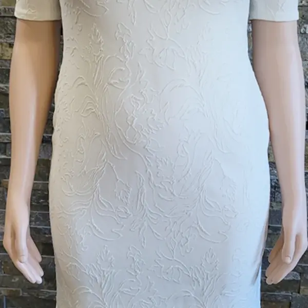 Tommy Hilfiger Ivory Floral Textured Knit Sheath Dress