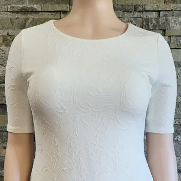 Tommy Hilfiger Ivory Floral Textured Knit Sheath Dress