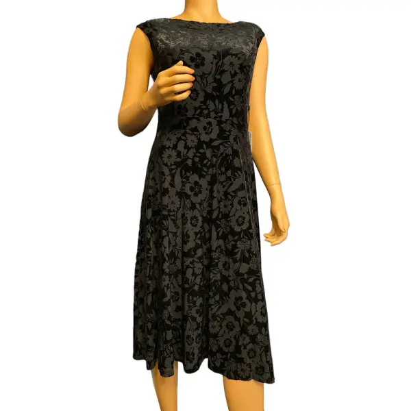 Tommy Hilfiger Black Burnout Velvet Floral Midi Dress