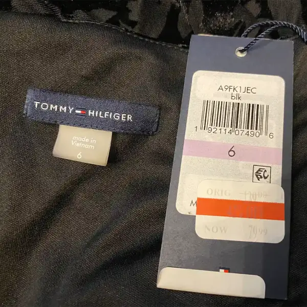 Tommy Hilfiger Black Burnout Velvet Floral Midi Dress