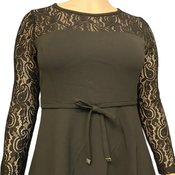 Tommy Hilfiger Lace-Sleeve Fit & Flare Dress Black