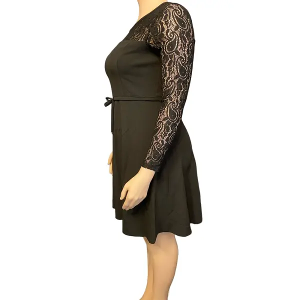 Tommy Hilfiger Lace-Sleeve Fit & Flare Dress Black