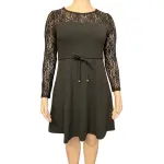 Tommy Hilfiger Lace-Sleeve Fit & Flare Dress Black