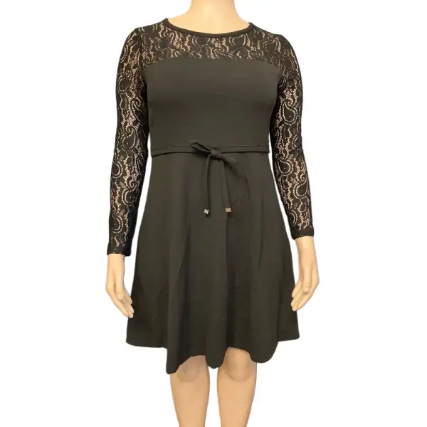 Tommy Hilfiger Lace-Sleeve Fit & Flare Dress Black