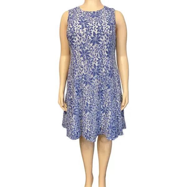 Tommy Hilfiger Floral Lace Fit and Flare Dress with Scalloped Hem