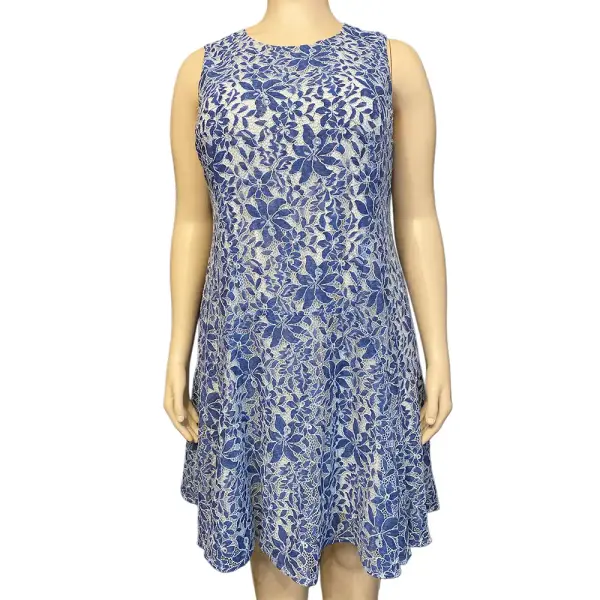 Tommy Hilfiger Floral Lace Fit and Flare Dress with Scalloped Hem