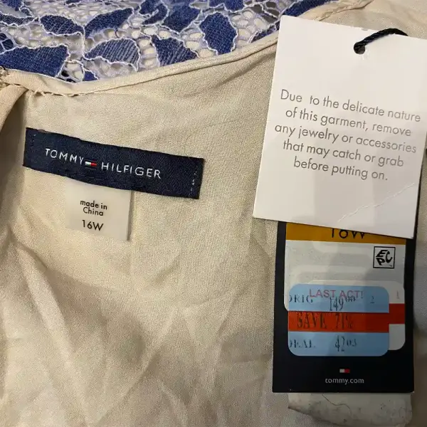 Tommy Hilfiger Floral Lace Fit and Flare Dress with Scalloped Hem