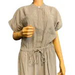 Tommy Hilfiger Solid Gray Drawstring Short Sleeve Jumpsuit