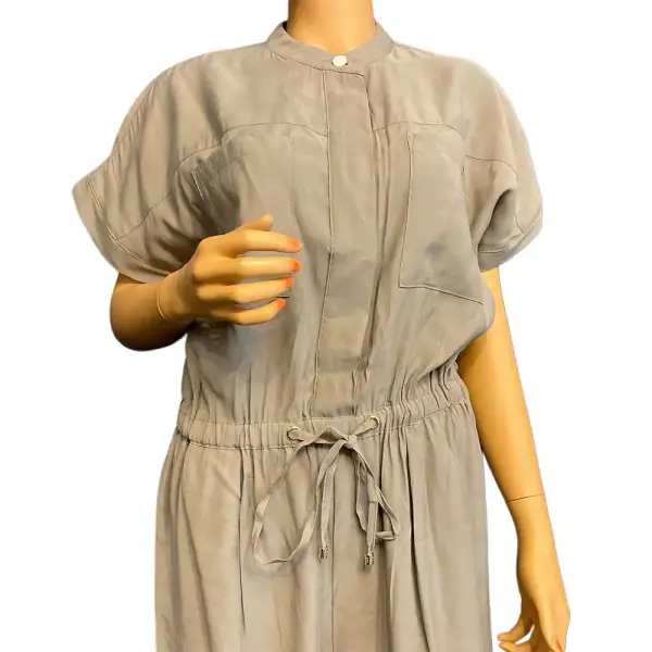 Tommy Hilfiger Solid Gray Drawstring Short Sleeve Jumpsuit