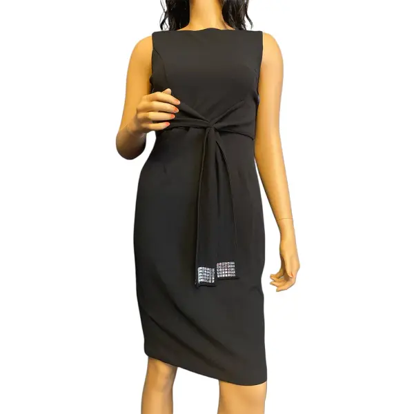 Tommy Hilfiger Scalloped Neck Sheath Dress with Rhinestone Belt