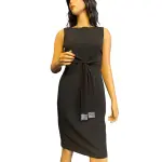 Tommy Hilfiger Scalloped Neck Sheath Dress with Rhinestone Belt