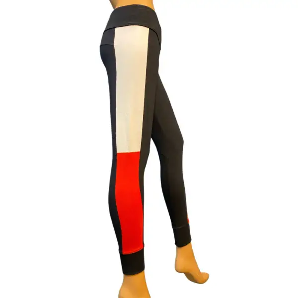 Tommy Hilfiger Sport Colorblock Leggings Navy White Red Foldover Waist Size M