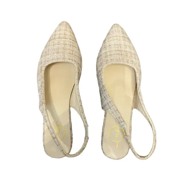 Champagne Tweed Pointed Toe Slingback Flats