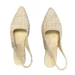 Champagne Tweed Pointed Toe Slingback Flats