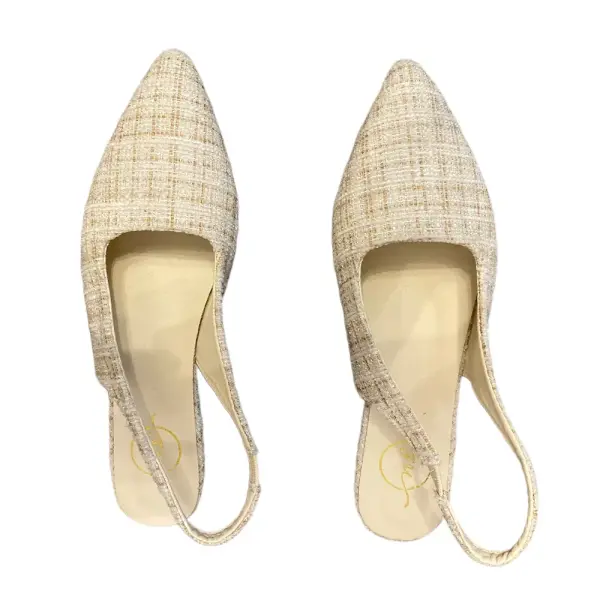 Champagne Tweed Pointed Toe Slingback Flats