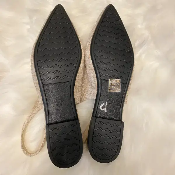 Champagne Tweed Pointed Toe Slingback Flats