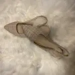 Champagne Tweed Pointed Toe Slingback Flats
