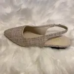 Champagne Tweed Pointed Toe Slingback Flats