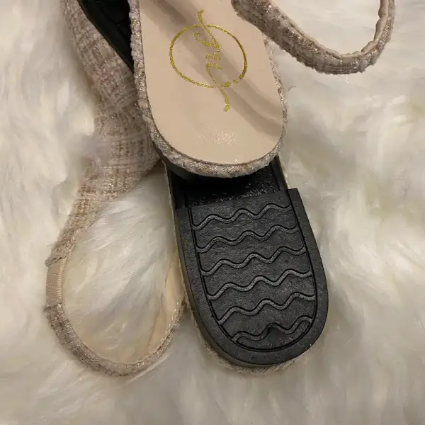 Champagne Tweed Pointed Toe Slingback Flats