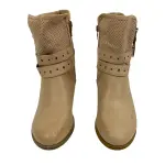 Via Pinky Collection Buckled Perforated Tan Ankle Boots Size 5.5