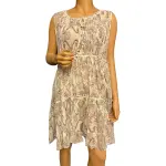 Free People FP One Paisley Print Tiered Mini Dress Cream Brown Size Large