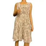 Free People FP One Paisley Print Tiered Mini Dress Cream Brown Size Large