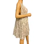 Free People FP One Paisley Print Tiered Mini Dress Cream Brown Size Large