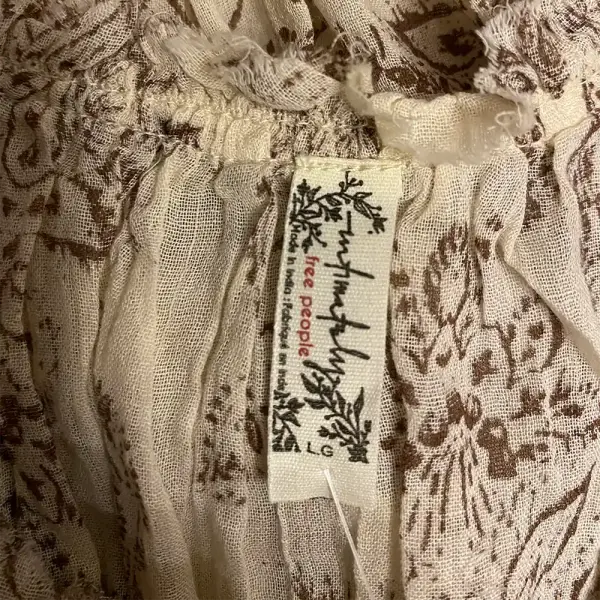 Free People FP One Paisley Print Tiered Mini Dress Cream Brown Size Large