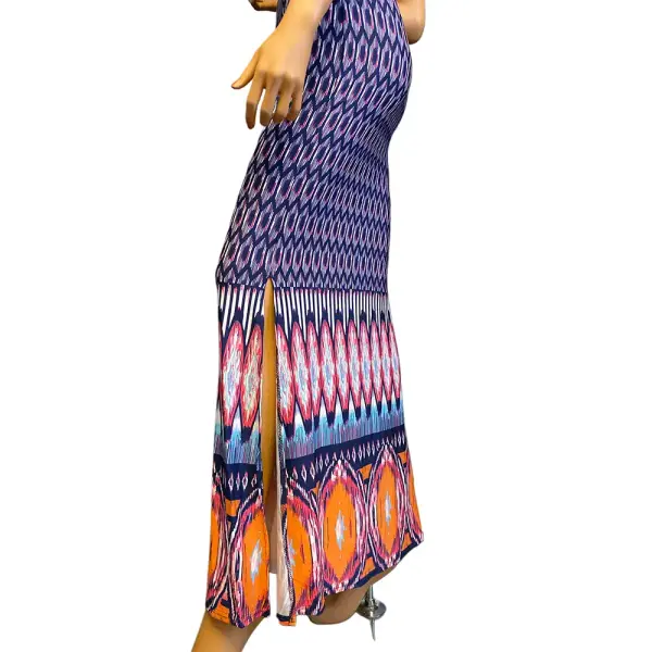 White Mark Ikat Print Bodycon Maxi Dress