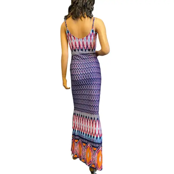 White Mark Ikat Print Bodycon Maxi Dress