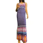 White Mark Ikat Print Bodycon Maxi Dress